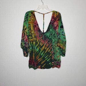 JARLI Boho woman's tye dye loose fit top size L